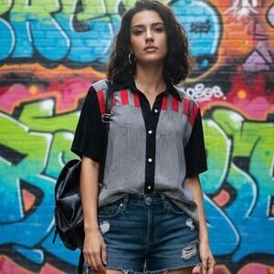 Awesome Rare Find! 80's Streetwear Cutout Blouse by Trauma